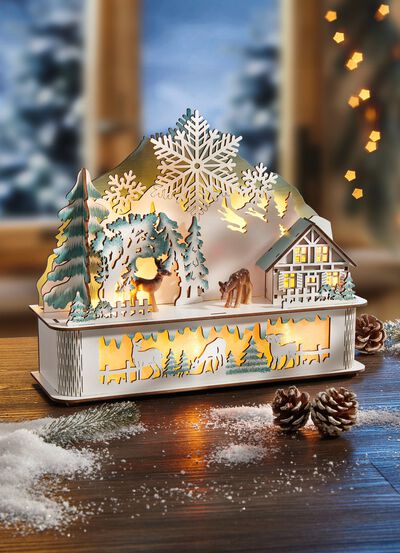 Verlichte houten decoratie 