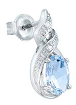 Moderne oorknopjes met blauwe topaas en echte witte topaas 