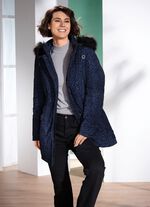 Lange jas met roofdierbontmotief 