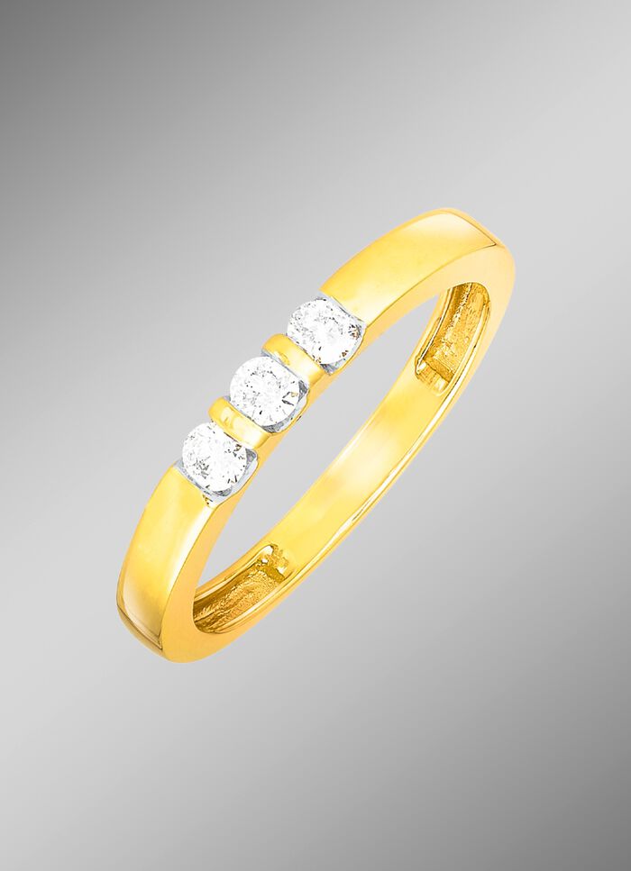 Elegante damesring met 3 diamanten 