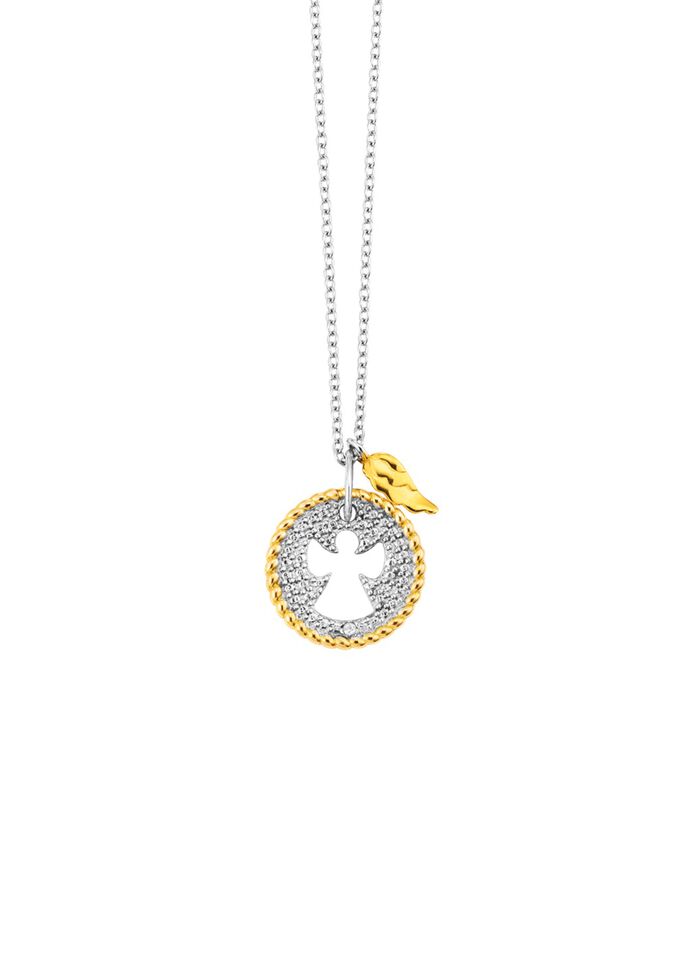 Hanger engel in bicolor met diamant en ankerketting 