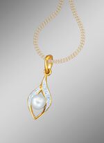 Tweekleurige kettinghanger met zoetwaterparel 