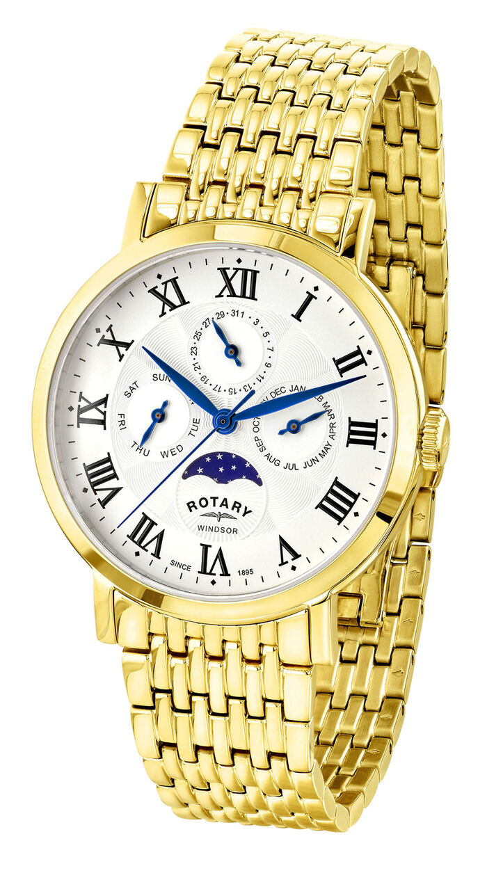 Herenhorloge met vergulde roestvrijstalen bandkast