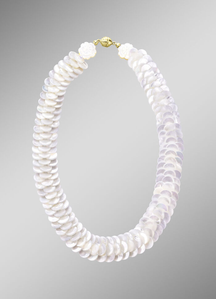 Glinsterende ketting met echte parelmoer 