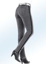Magic-jeans met trendy galonstrepen DONKERGRIJS