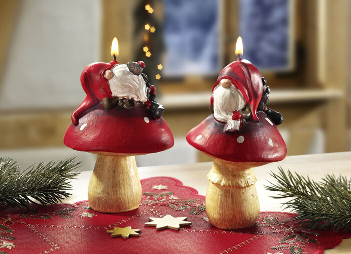 Kabouterkaars van echte was, set van 2 