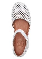 ELENA EDEN, zomerse damessandalen, breedte G, gemaakt van leer WIT