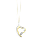Hartvormige hanger in bicolor met synthetische zirkonia 