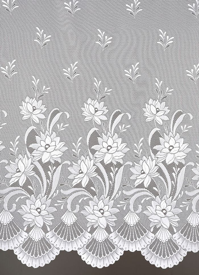 Bloemenvitrage met automatische plooiband 1:3 