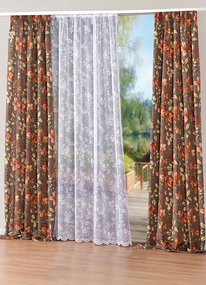 Overgordijn met bladmotieven 