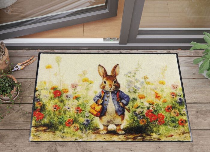 Deurmat met konijnenmotief 