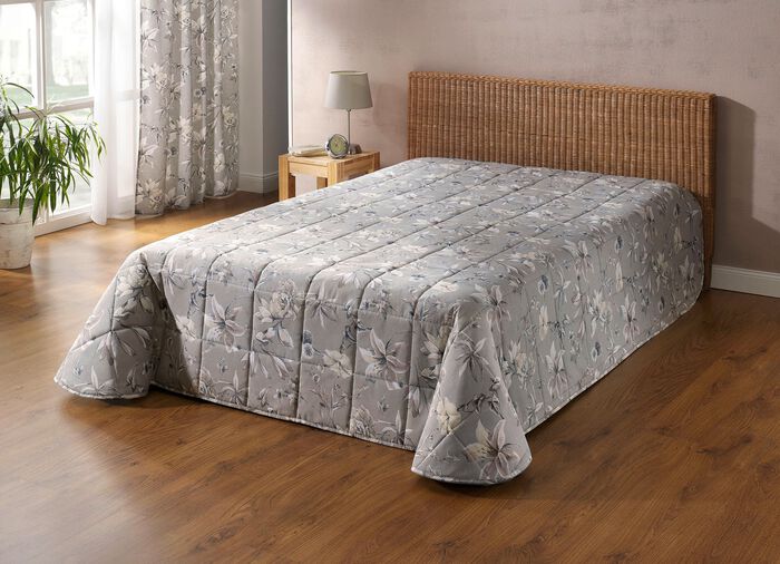 Sprei met boordsel ZILVER