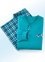 Set van twee pyjama's met knoopsluiting, borstzak en manchetmouwen 