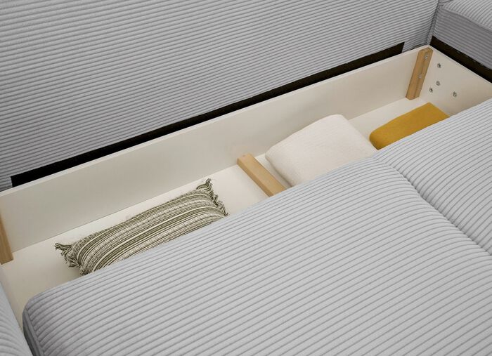 Moderne gestoffeerde hoek met bedfunctie LICHTGRIJS