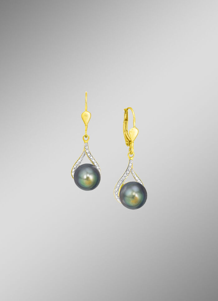 Kostbare oorbellen met Tahiti-cultuurparels en diamanten