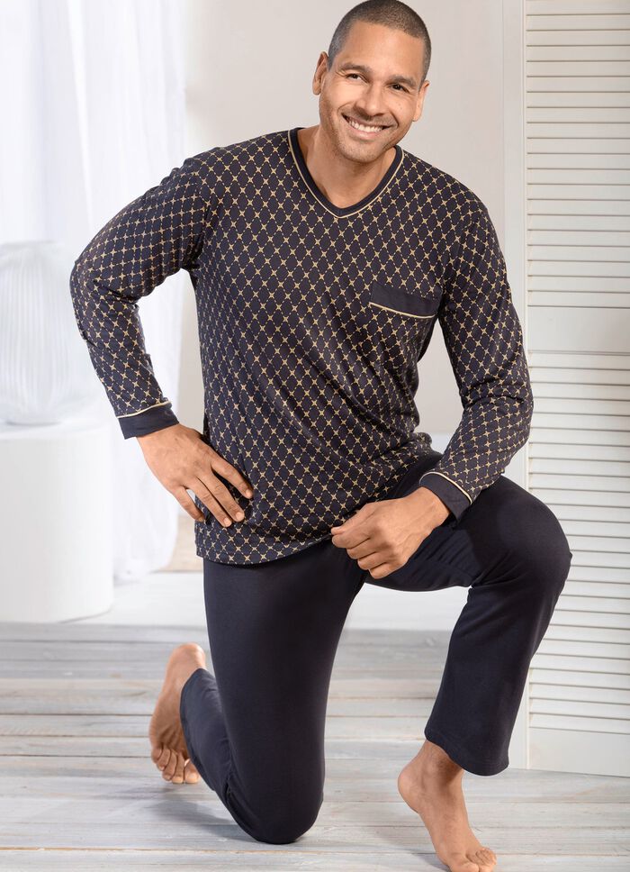 V-hals pyjama met open manchetten 