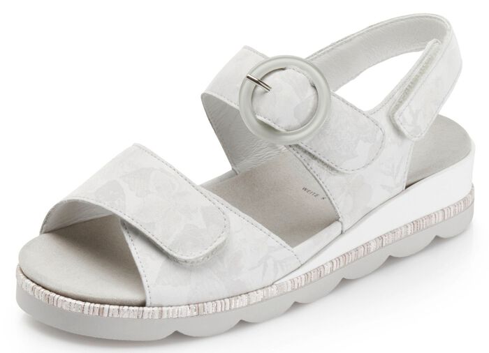 Ranger sandaal met subtiel geprint nubuckleer PASTELGRIJS