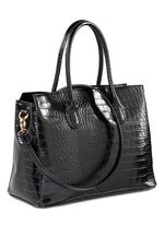 Tas van synthetisch materiaal met krokodillenopdruk ZWART