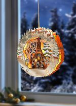 Verlichte houten raamafbeelding 