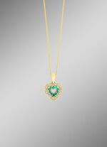 Hanger met synthetische zirkonia en groene sierstenen 