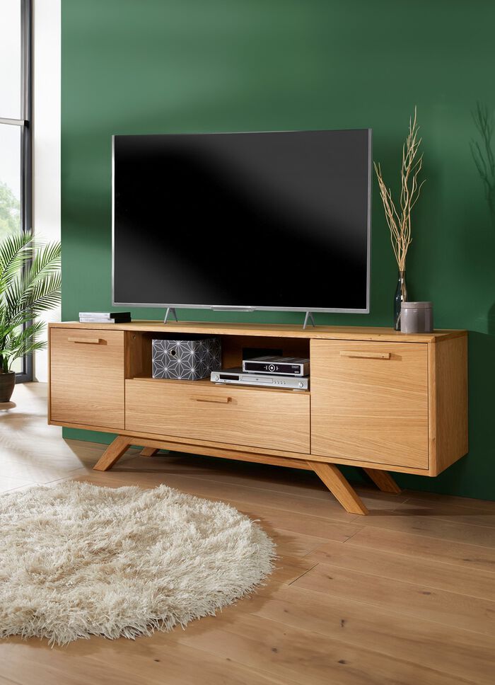 TV longboard met massief houten poten en houten handvatten 