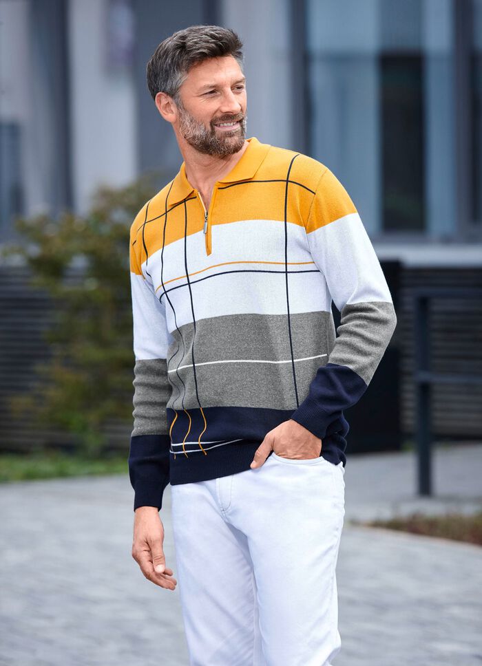 Polotrui met rits GELB-HELLGRAU-ANTHRAZIT