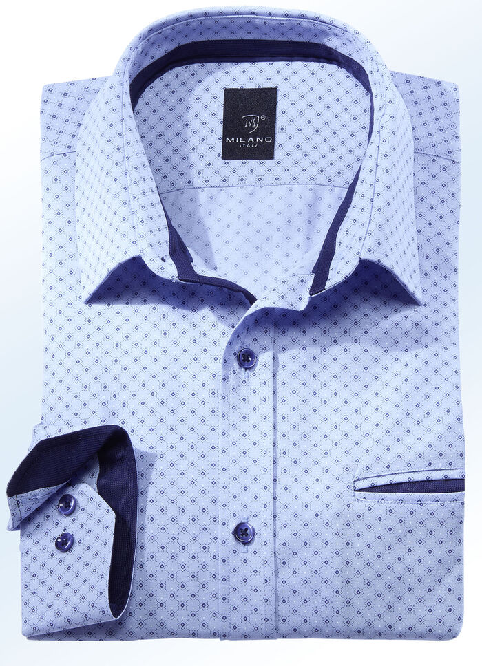 Overhemd in 4 kleuren met paspelborstzak LICHTBLAUW