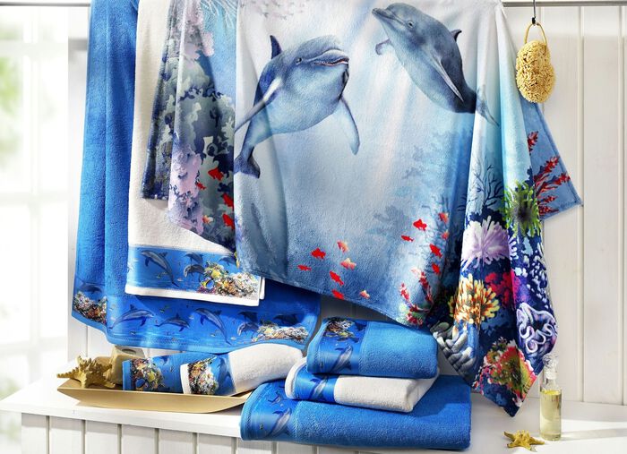 Handdoekenset met een opwindende onderwaterwereld CRÈME