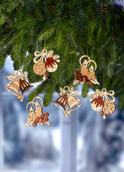 Boomhanger van hout, set van 6 stuks 