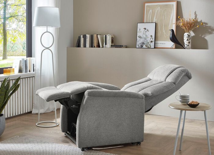 Eersteklas tv-fauteuil met motor en opstahulp GRIJS