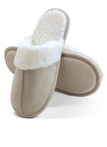 Pluche pantoffels in su&egrave;delook BEIGE