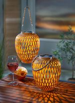 Kunststof mandlantaarn op zonne-energie, set van 2 