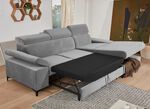 Gestoffeerde hoekbank met slaapfunctie en verstelbare hoofdsteunen en armleuningen 