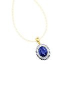 Kettinghanger met echte diamanten en een echte blauwe saffier 