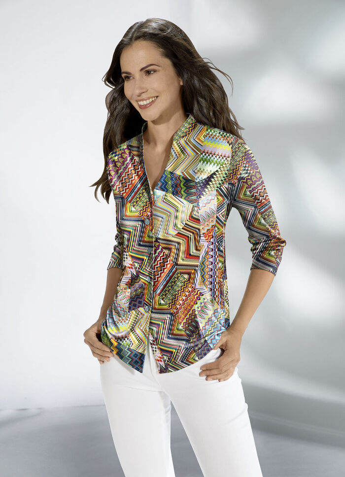 Overhemdblouse met inkjetprint 