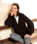 Cardigan met pofmouwen ZWART