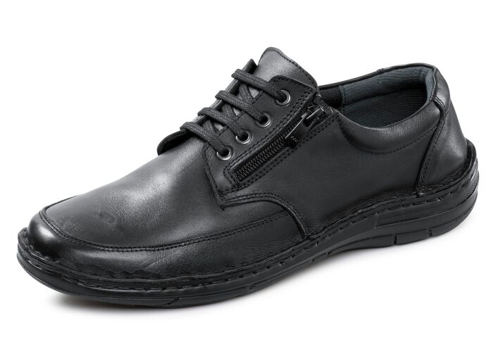 GINO GALANTE, klassieke heren veterschoen, met uitneembaar voetbed ZWART