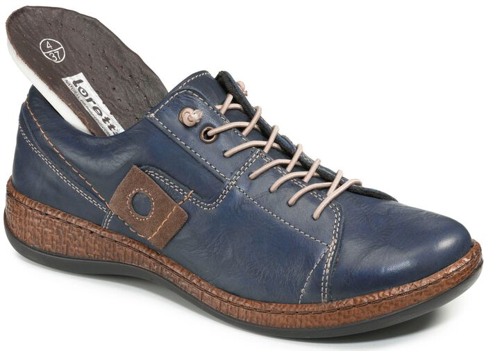 Sneakers gemaakt van nappaleer met een gerimpelde structuur NAVY-BRUIN