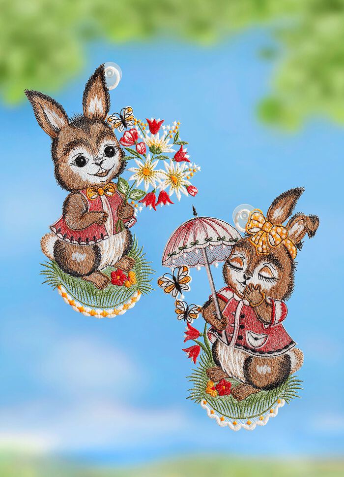 Raamfoto konijntjespaar, set van 2, gemaakt van Plauenkant 