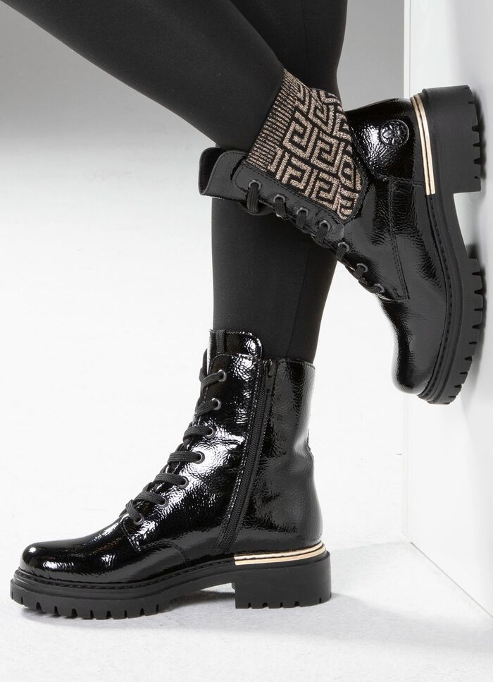 Rieker, stijlvolle dames enkellaarsjes, winterschoenen, met rits ZWART-GOUD