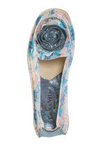 Laura Vita ballerina met leren bloem BLAUW-MULTICOLOR