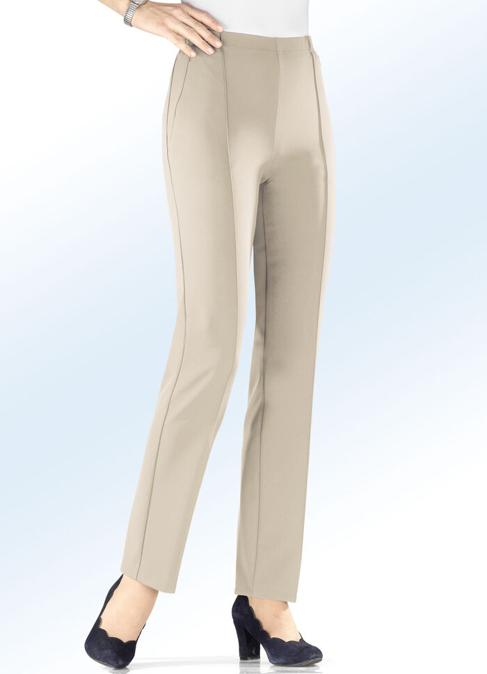 Broek in kreukelvrije, kofferbestendige kwaliteit BEIGE