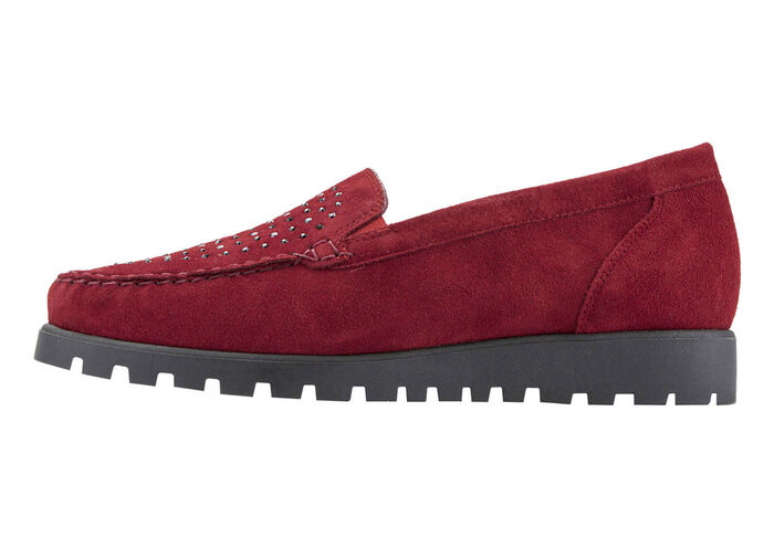 Waldläufer mocassinpantoffels met glitterapplicaties ROBIJNROOD
