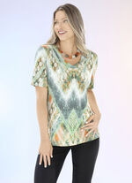 Shirt met V-hals GROEN-ORANJE