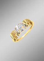 Opengewerkte damesring met olifantmotief in bicolor 