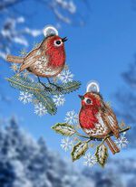 Raamdecoratie van Plauen kant, set van 2 