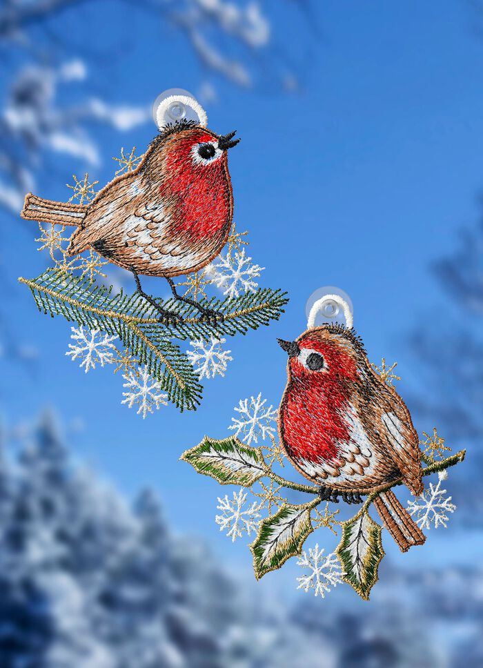 Raamdecoratie van Plauen kant, set van 2 