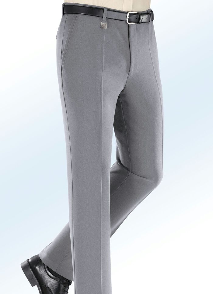 Elastische broek met achterzak met biezen in 4 kleuren MIDDENGRIJS