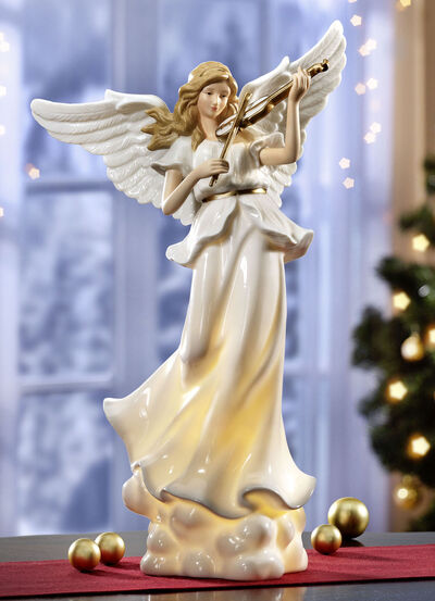 Verlichte engel van porselein 