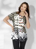 Shirt met glanzende rand aan de ronde hals 